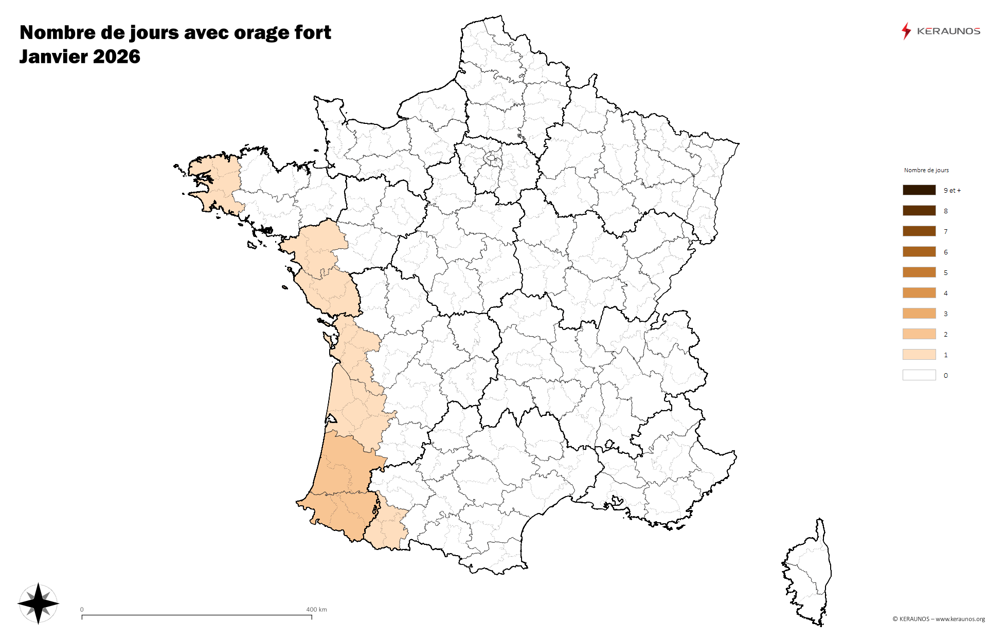 Carte Nombre de jours avec orage fort