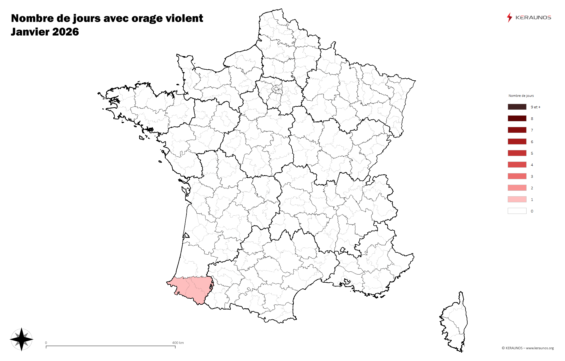 Carte Nombre de jours avec orage violent