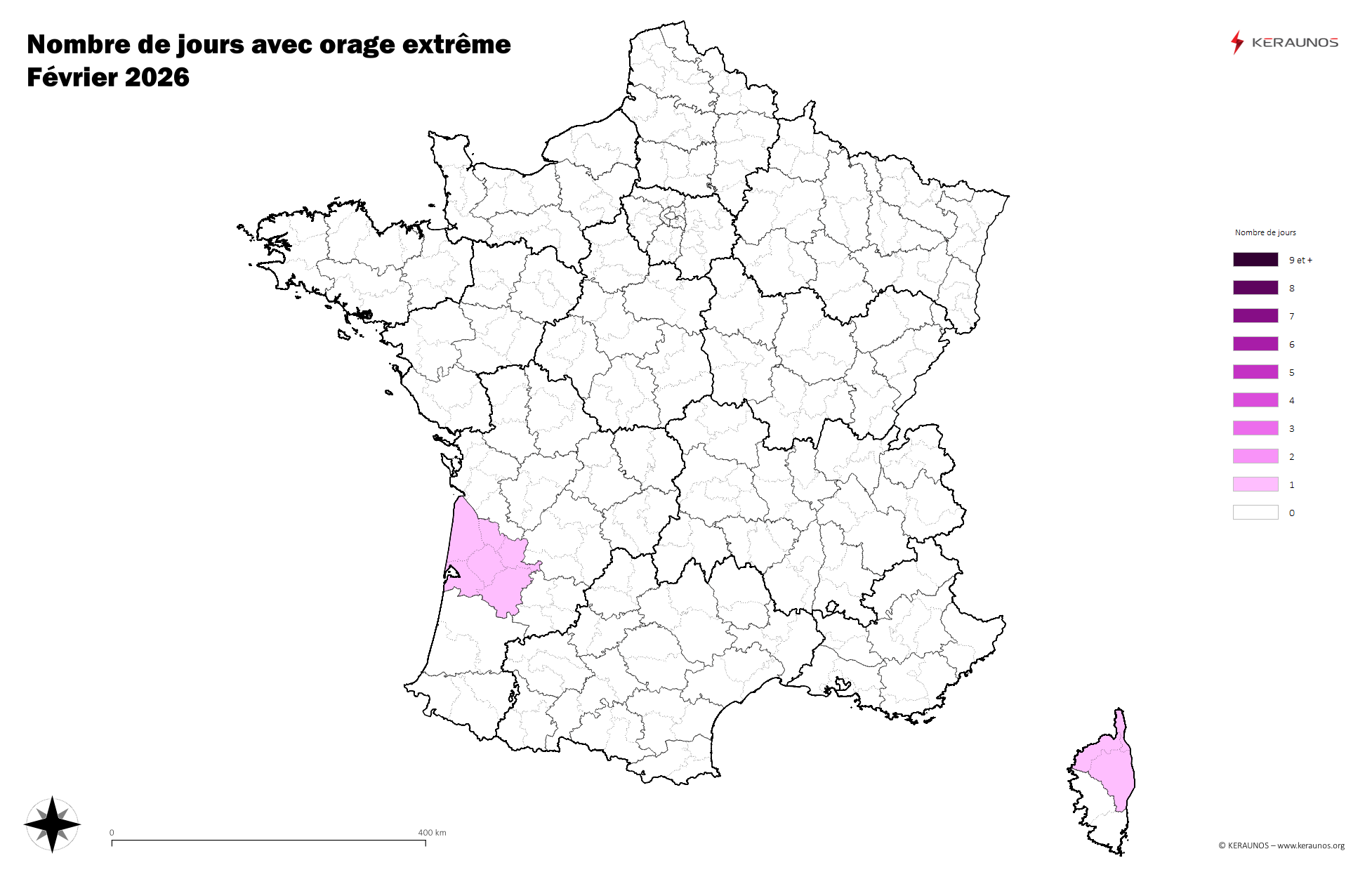 Carte Nombre de jours avec orage extrême