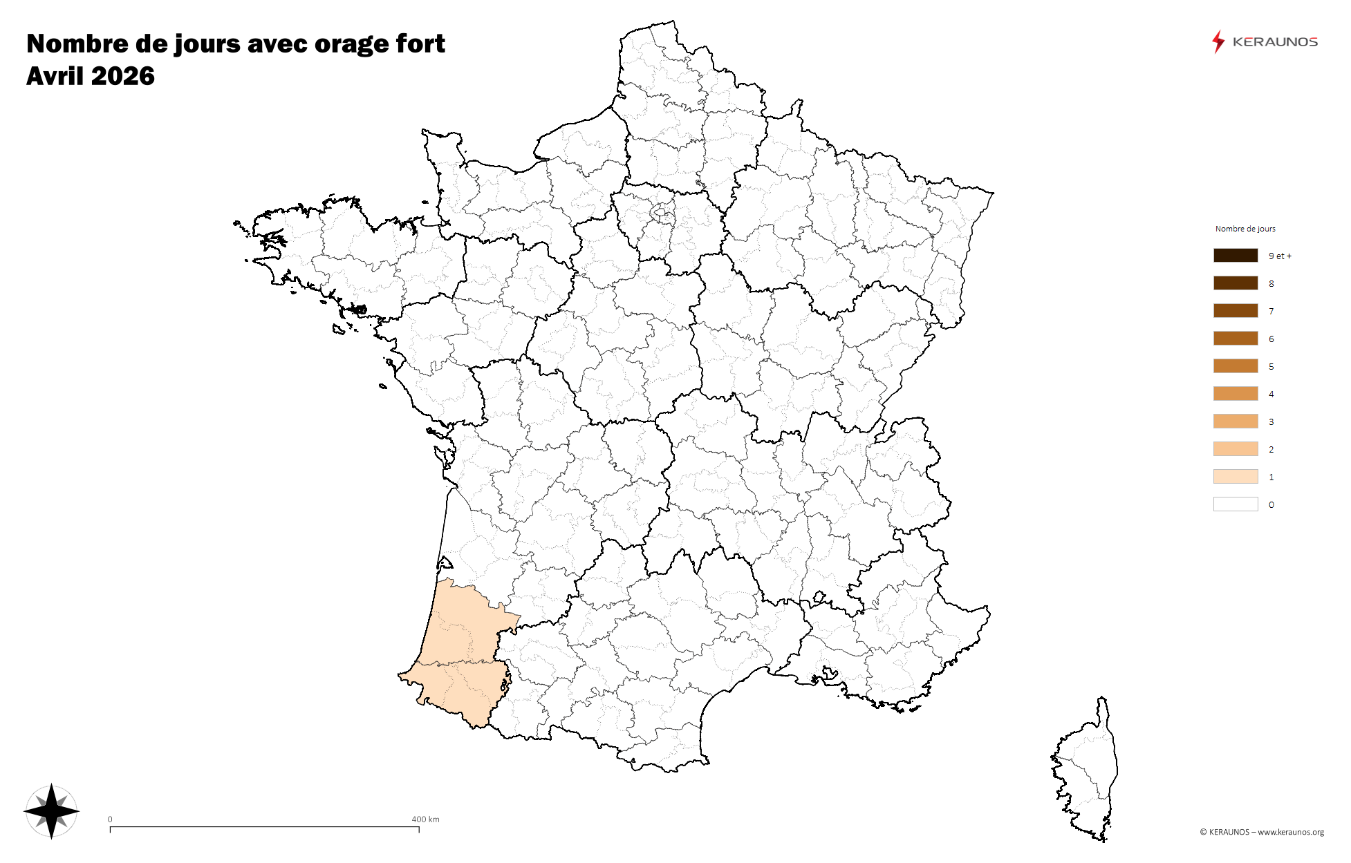 Carte Nombre de jours avec orage fort