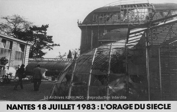 Nantes (Loire-Atlantique) - Les serres du jardin des plantes, dont 500 m² de vitres ont été brisés. Les grêlons ont atteint jusqu'à 5 cm de diamètre