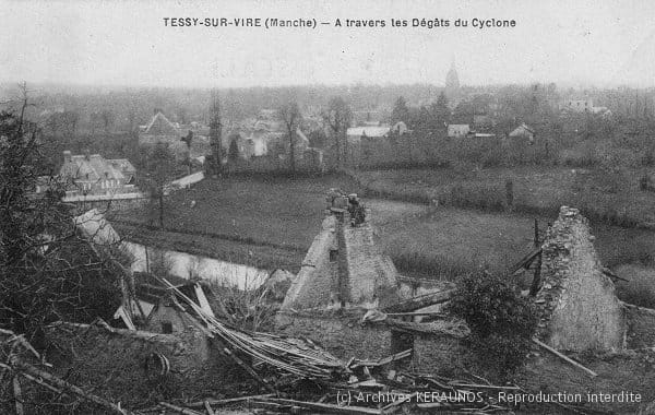 TESSY-SUR-VIRE (Manche) - A travers les dégâts de la tornade (15 novembre 1928)