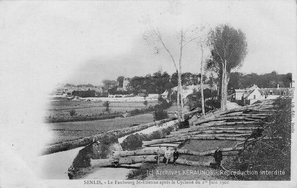 SENLIS (Oise) - Faubourg Saint-Etienne après les rafales destructrices du 1er juin 1901 - Arbres centenaires couchés