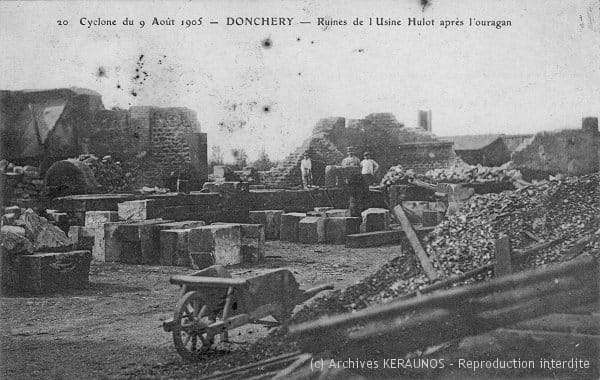 DONCHERY (Ardennes) - Ruines de l'usine Hulot après la macrorafale du 9 août 1905