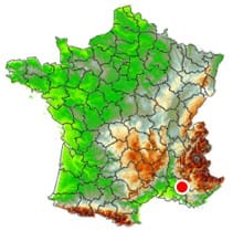 Localisation de la tornade de Cucuron (84) du 27 juillet 1759