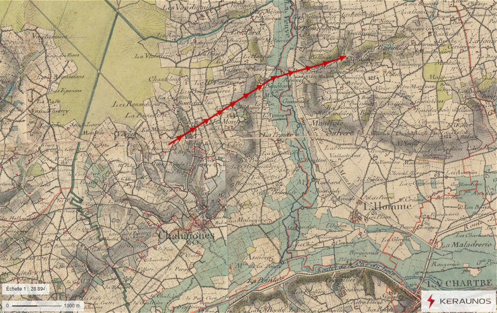 Tornade EF2 à Chahaignes (Sarthe) le 22 novembre 1865