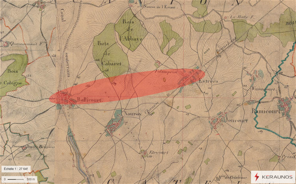 Tornade EF2 à Estrées (Aisne) le 16 août 1857