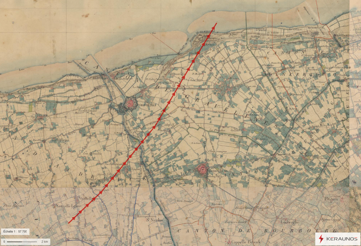 Tornade EF2 à Gravelines (Nord) le 12 juin 1862