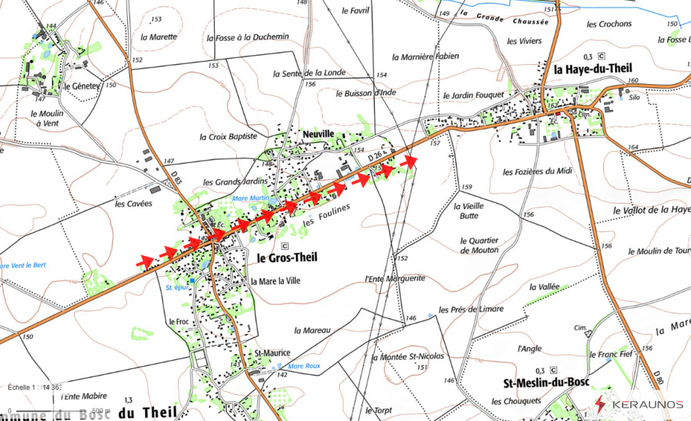 Tornade EF1 au Bosc-du-Theil (Eure) en novembre 1864