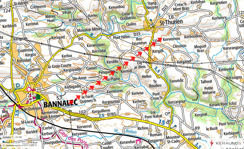 Tornade EF1 à Saint-Thurien (Finistère) le 7 janvier 1877