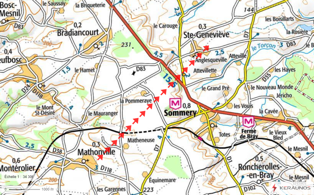 Tornade EF2 à Sommery (Seine-Maritime) le 29 juin 1891