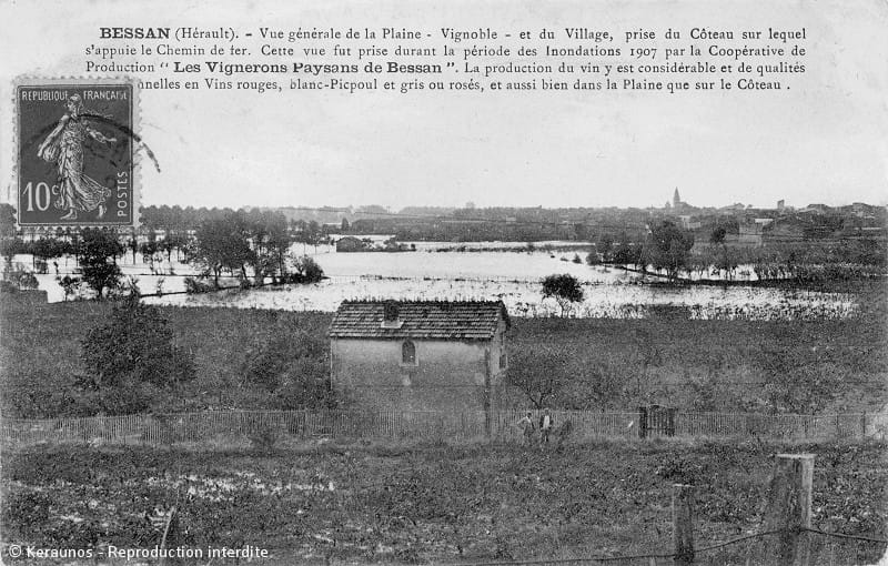 BESSAN (Hérault) - Aperçu de la plaine de l'Hérault durant les inondations. © Keraunos