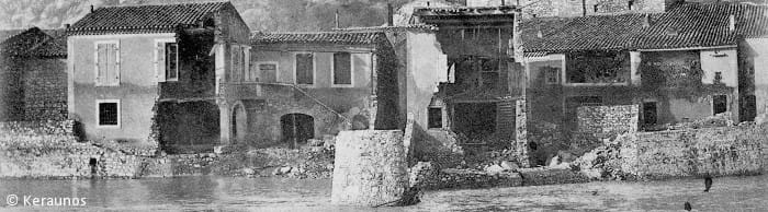 Ce qu'il reste du village du Pouzin (Ardèche), après la crue éclair de l'Ouvèze des 8 et 9 octobre 1907. © Keraunos