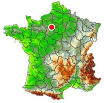 Localisation de la tornade EF3 de Gressey (Yvelines) du 9 juin 1926