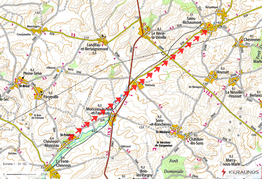 Tornade EF2 à Monceau-le-Neuf-et-Faucouzy (Aisne) le 15 août 1931