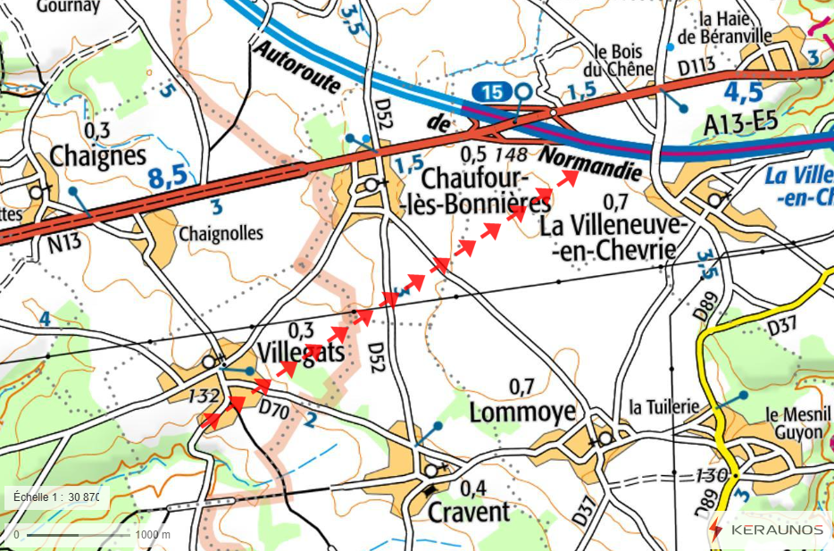 Tornade EF1 à Villegats (Eure) le 4 octobre 1909
