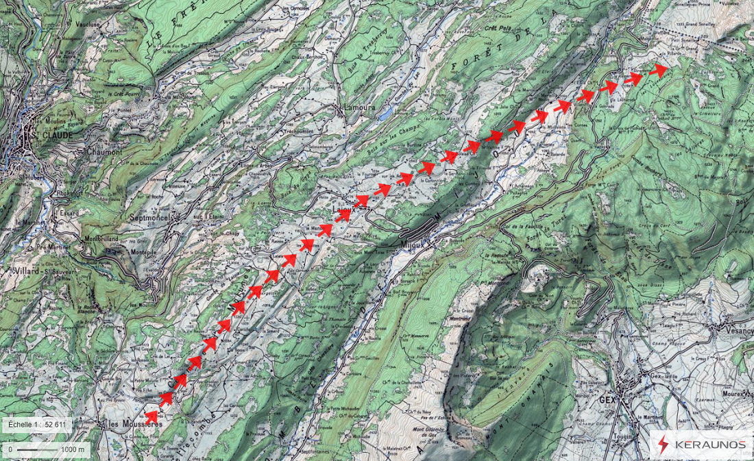 Tornade EF3 à Lajoux (Jura) le 2 août 1967