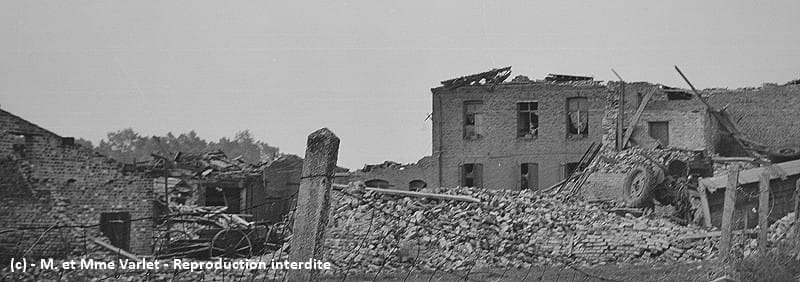 Tornade EF5 de Palluel (Pas-de-Calais) du 24 juin 1967 - Ce qu'il reste d'un solide corps de ferme à Ecourt-Saint-Quentin, rue du Faubourg. © M. et Mme Varlet