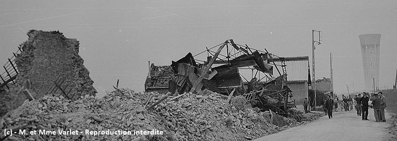 Tornade EF5 de Palluel (Pas-de-Calais) du 24 juin 1967 - Ruines en partie déblayées à Ecourt-Saint-Quentin, rue du faubourg. © M. et Mme Varlet