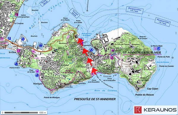 Trajectoire de la tornade EF2 de Saint-Mandrier-sur-Mer (Var) du 15 octobre 1966. © Keraunos (fond de carte : Géoportail)