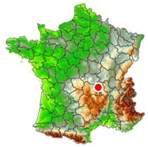 Localisation de la tornade de Chalmazel (42) du 27 juin 1999