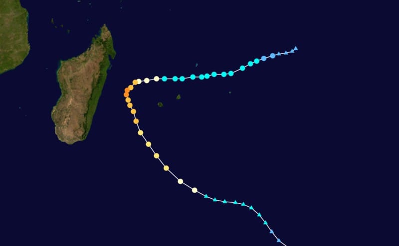 Trajectoire du cyclone GAEL- 2009