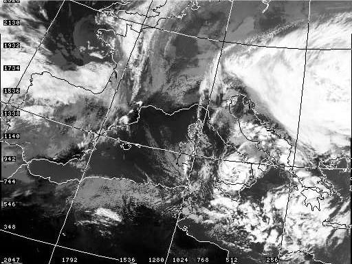 Image satellite le 28 janvier 2009 : medicane dans le bassin méditerranéen