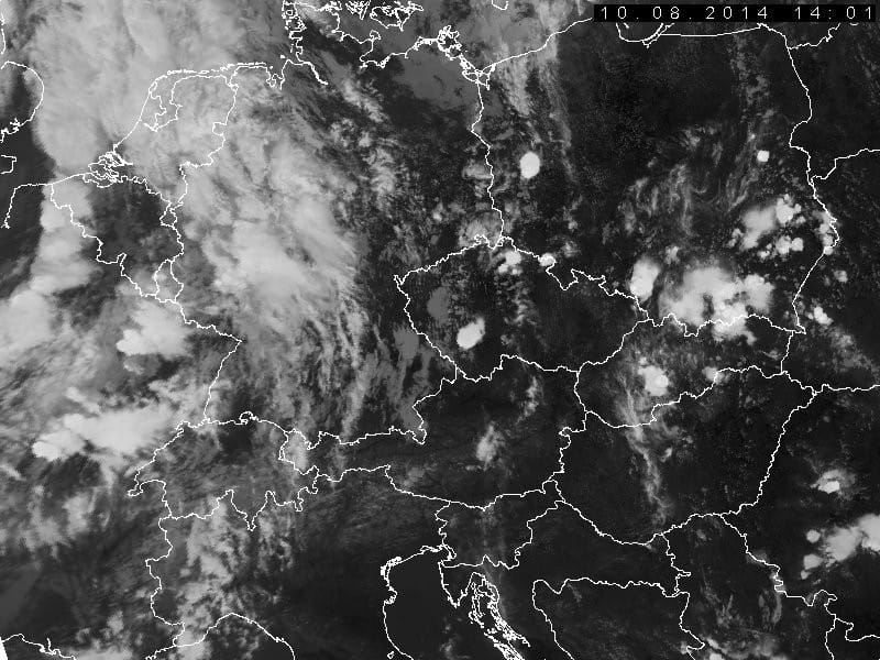 Image satellite canal infrarouge du 10 août 2014 à 16h01 locales. (c) NOAA