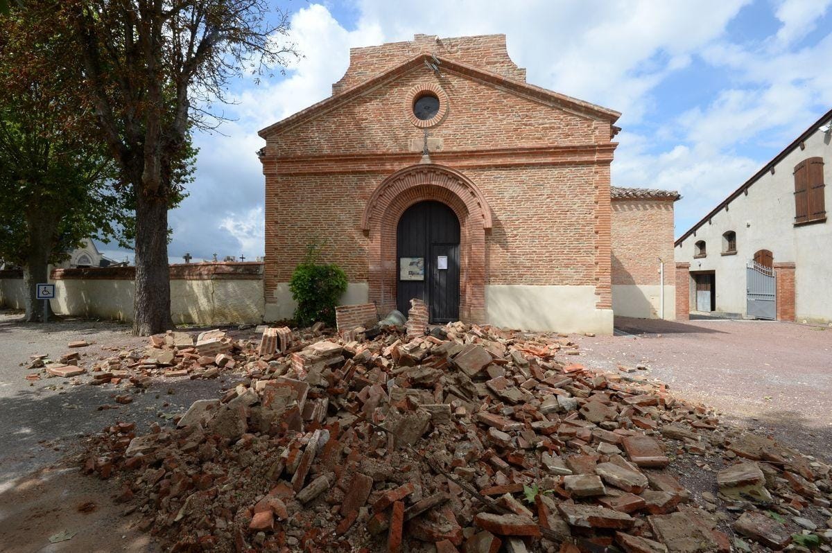 Clocher de l'église de Brial, à Bressols, détruit. © La Dépêche du Midi