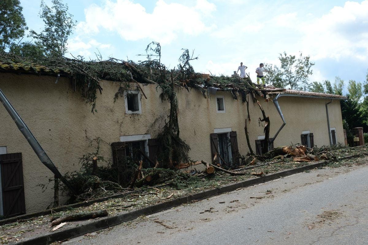 Habitation endommagée par la chute d'un arbre. © La Dépêche du Midi