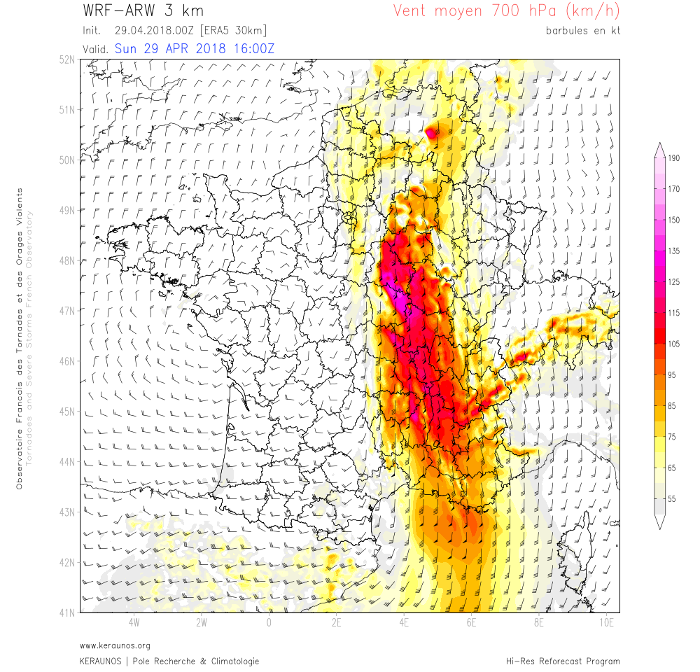 Derecho (série de macrorafales) entre Bourgogne, Champagne et Ardennes le 29 avril 2018