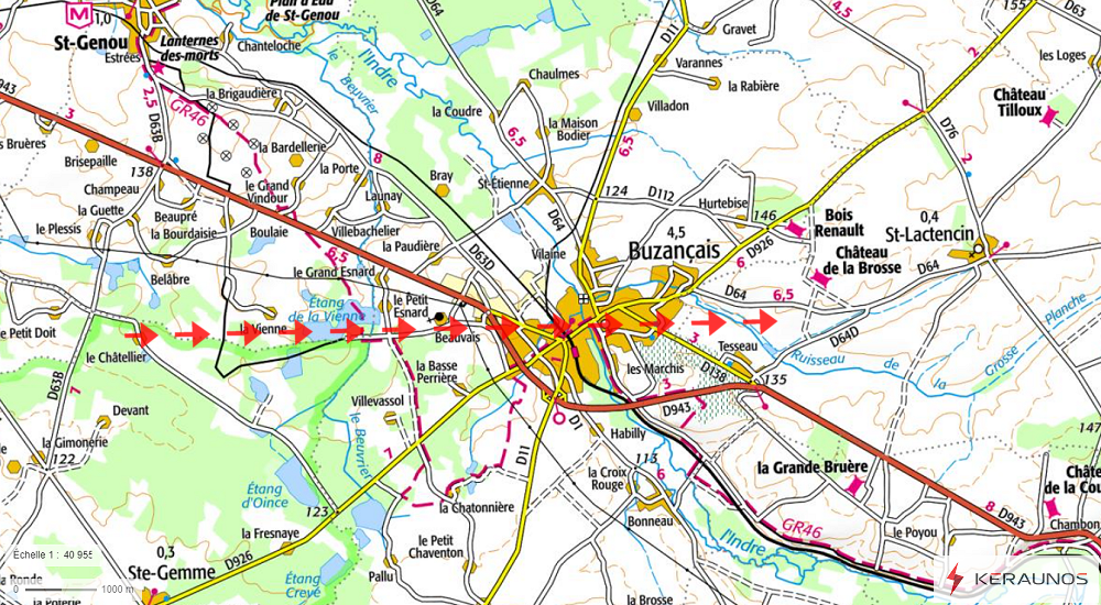 Tornade EF1 à Buzançais (Indre) le 31 mars 2023