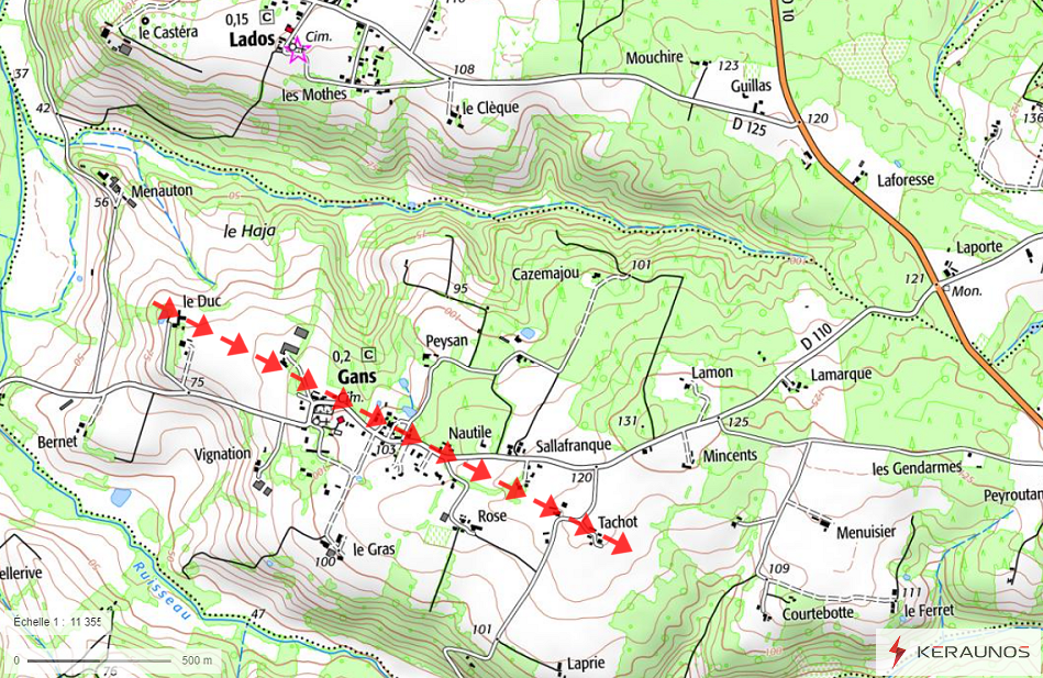 Tornade EF1 à Gans (Gironde) le 22 septembre 2023