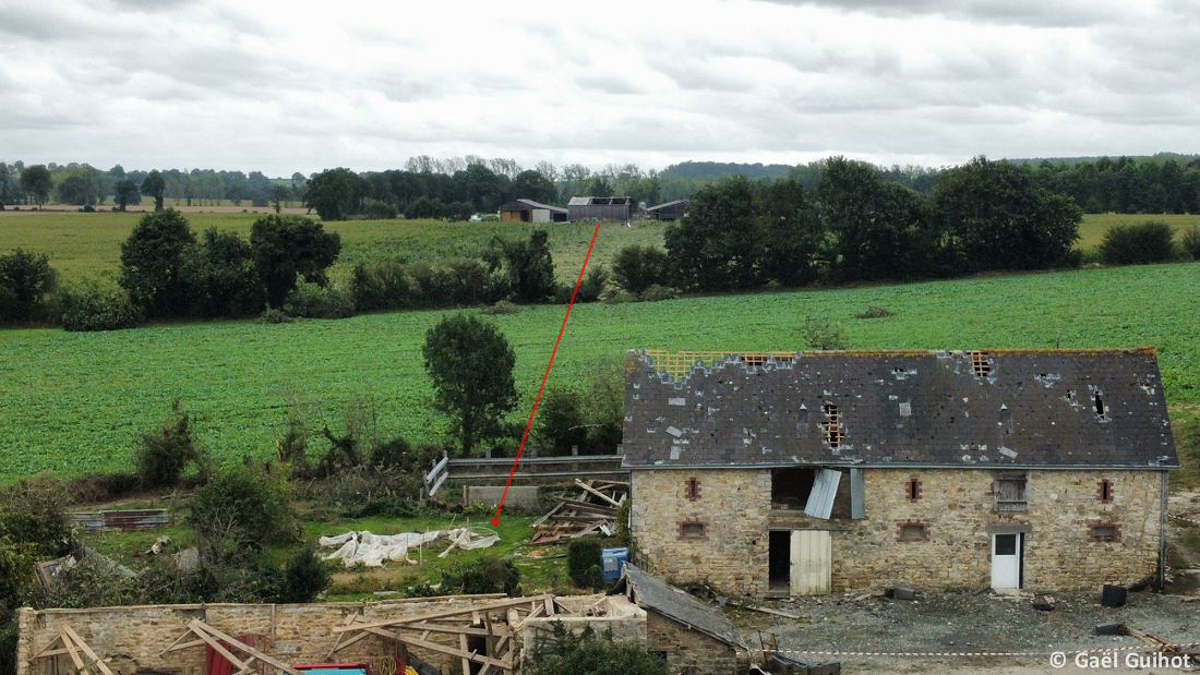 Tornade EF2 à Juvigné (Mayenne) le 17 septembre 2023
