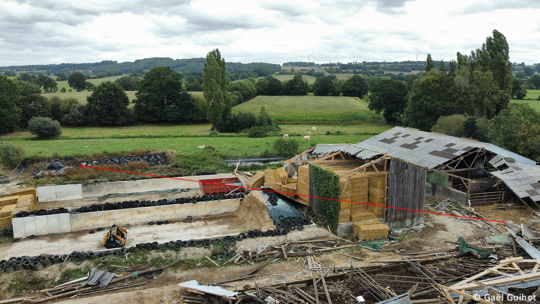 Tornade EF2 à Juvigné (Mayenne) le 17 septembre 2023