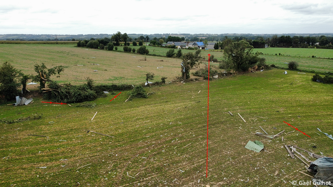 Tornade EF2 à Juvigné (Mayenne) le 17 septembre 2023