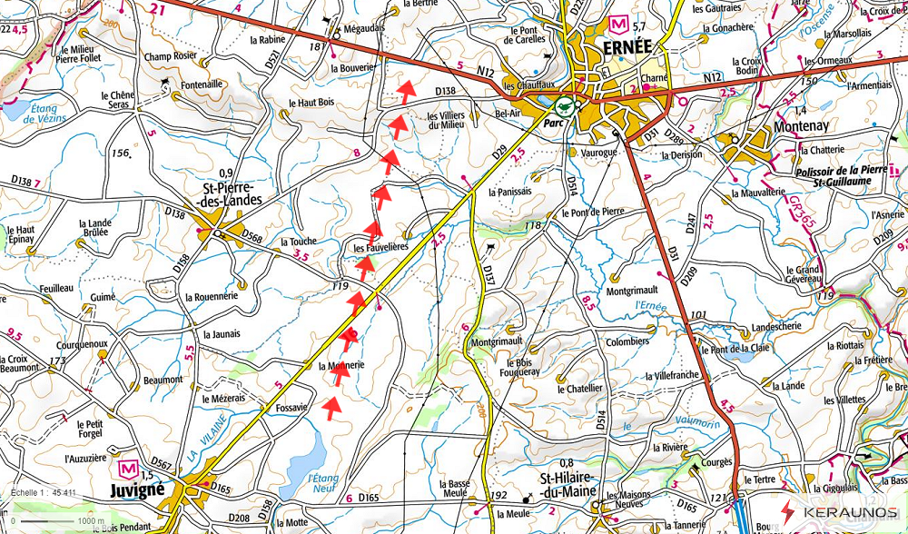 Tornade EF2 à Juvigné (Mayenne) le 17 septembre 2023