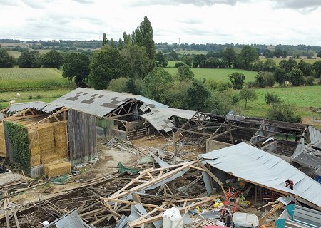 Tornade EF2 à Juvigné (Mayenne) le 17 septembre 2023