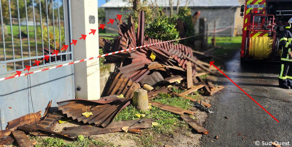 Tornade EF1 aux Eglisottes-et-Chalaures (Gironde) le 1er novembre 2023