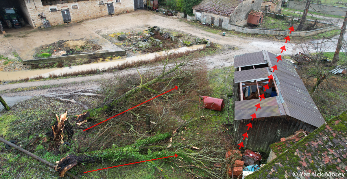 Tornade EF1 à Marigny-lès-Reullée (Côte-d'Or) le 9 décembre 2023