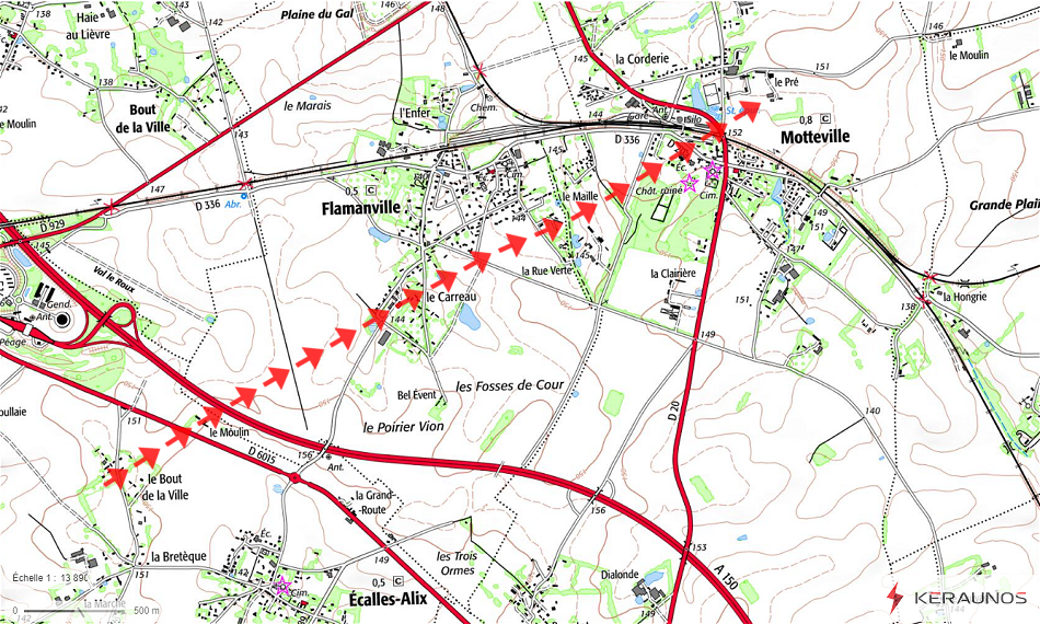 Tornade EF1 à Motteville (Seine-Maritime) le 18 juin 2023