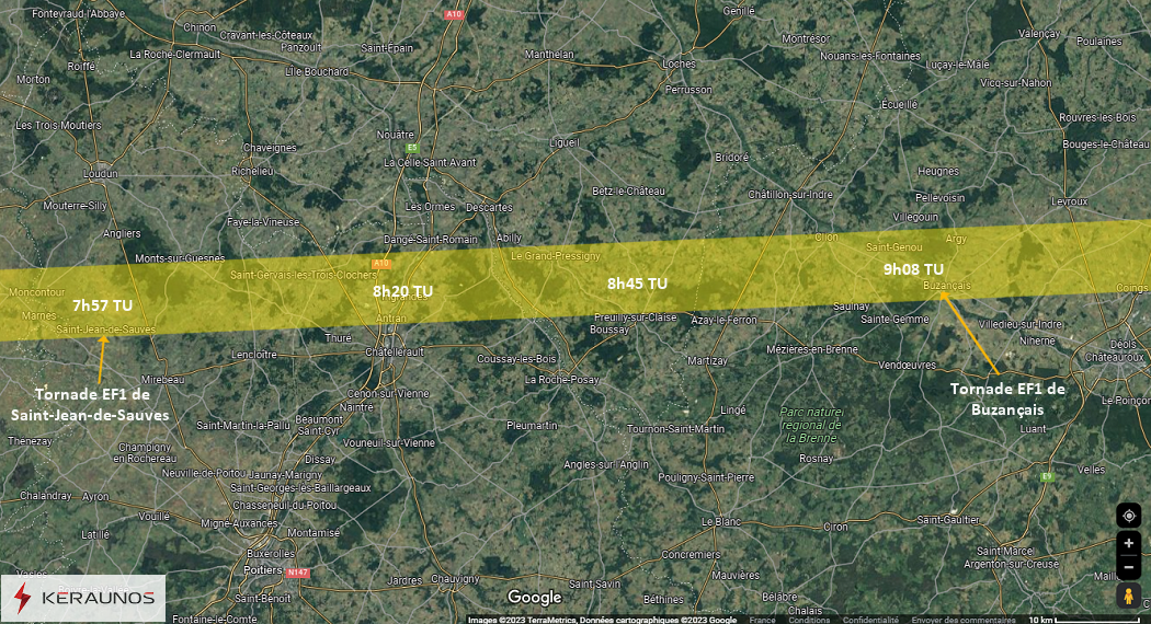 Tornade EF1 à Saint-Jean-de-Sauves (Vienne) le 31 mars 2023