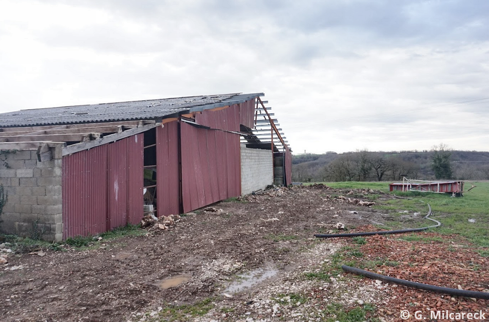 Tornade EF1 à Fauroux (Tarn-et-Garonne) le 5 mars 2024