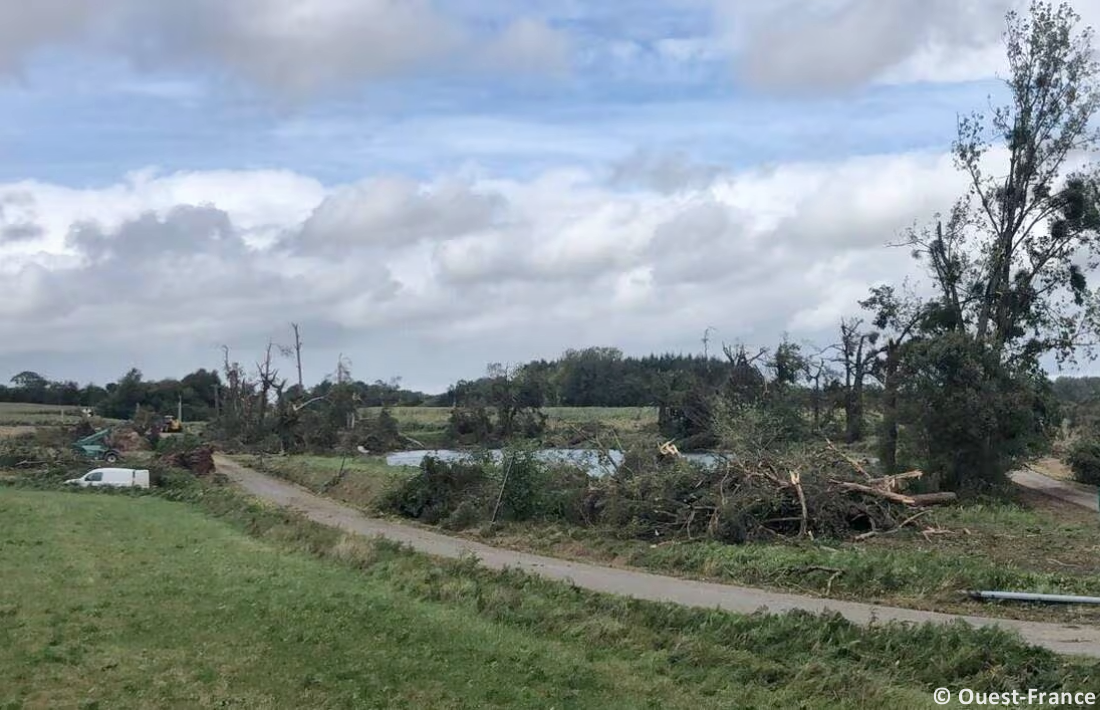 Tornade EF2 à Guéhenno (Morbihan) le 2 septembre 2025