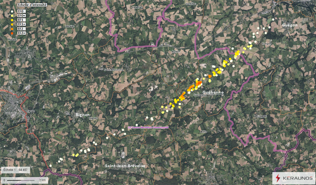 Tornade EF2 à Guéhenno (Morbihan) le 2 septembre 2025