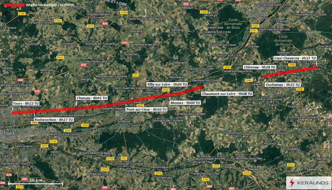 Tornade EF1 à Tours (Indre-et-Loire) le 21 juillet 2025