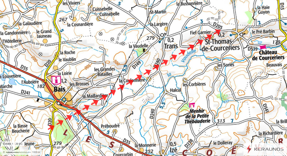 Tornade EF2 à Bais (Mayenne) en septembre 1880