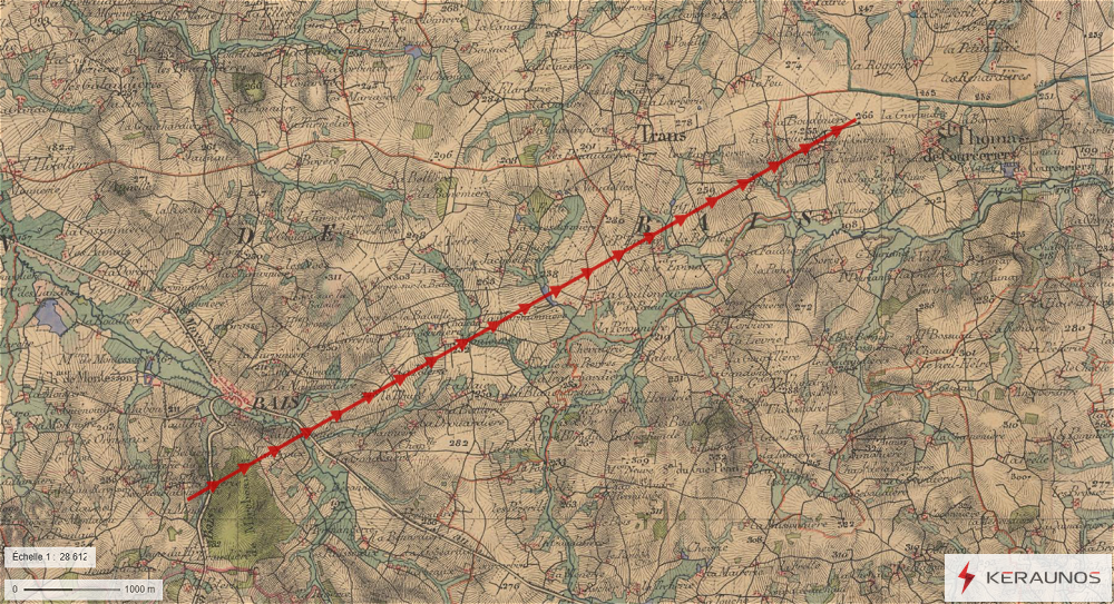 Tornade EF2 à Bais (Mayenne) en septembre 1880