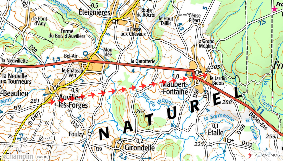 Tornade EF1 à Maubert-Fontaine (Ardennes) le 20 août 1902