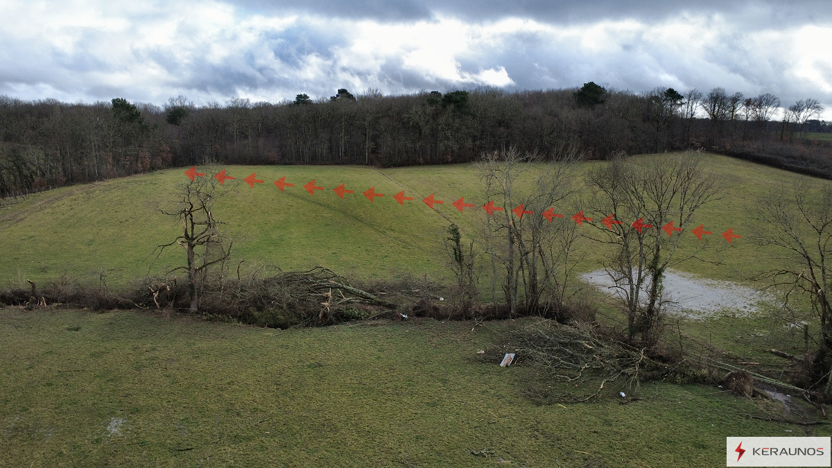 Tornade EF1 à Riocaud (Gironde) le 25 janvier 2026